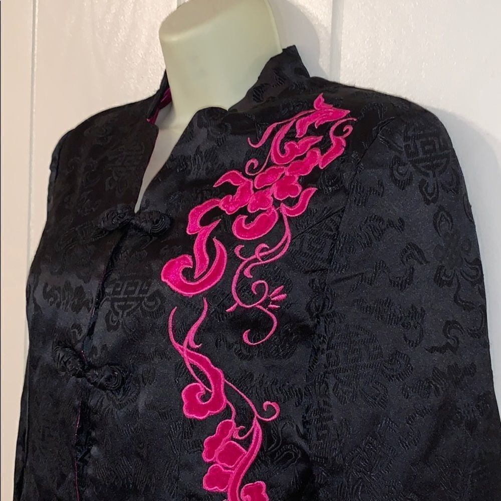 Silver Dragon oriental black & pink jacket - Picture 2 of 8